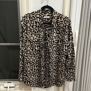 Equipment Black and snake skin leopard animal print blouse button shirt M